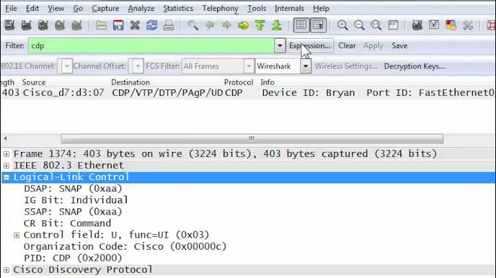 Using Tshark for CDP Captures