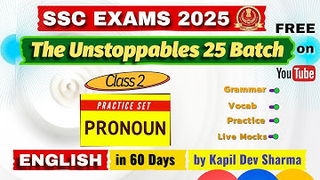 SSC Exams 2025 | Practice Set 2 PRONOUN | English in 60 Days | #TheUnstoppables25 Kapil Dev Sharma