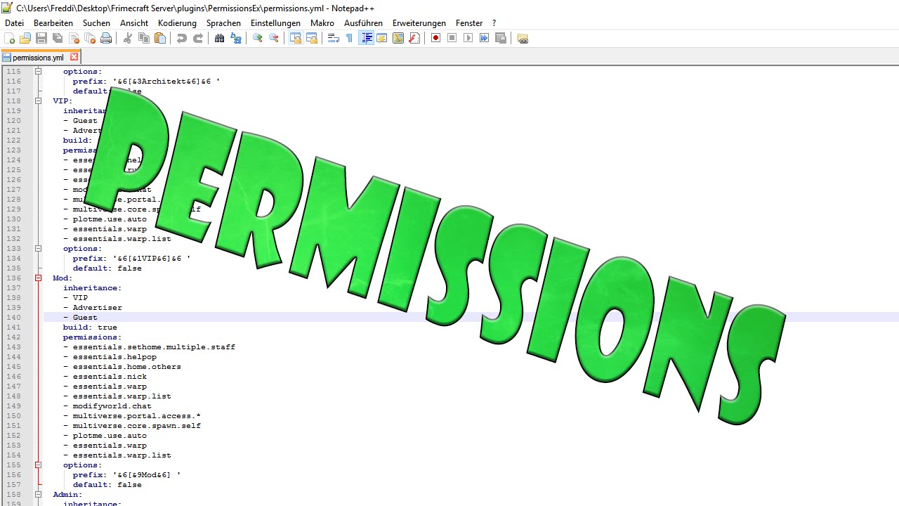Minecraft Bukkit 1 12 Permissionsex Einfach Einstellen Vorlage Youtube