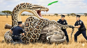 Animal Rescue Brave Rescue Team Fights Giant Python to Save Mother and Baby Elephant