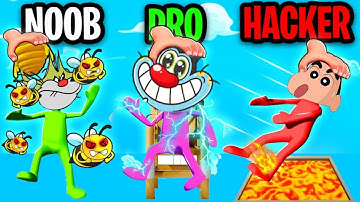 Noob vs Pro vs Hacker In Hand Strike 3D Game | Funny Gameplay With Oggy Jack Sinchan Voice