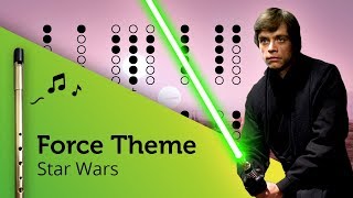 Video thumbnail of "Force Theme (Star Wars) on Tin Whistle D + tabs tutorial"
