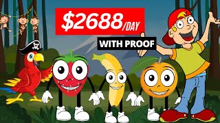 How I Earn $2688 Daily from My Cartoon Animation Faceless YouTube Channel | Make Money Online