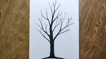 How to draw tree silhouette step by step