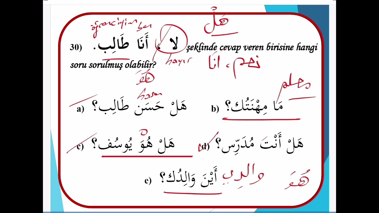 İHO #7.Sınıf ARAPÇA Dersi Sınav Öncesi Soru Çözümü - 3