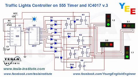 Traffic Lights Controller on 555 Timer and IC4017 v 3
