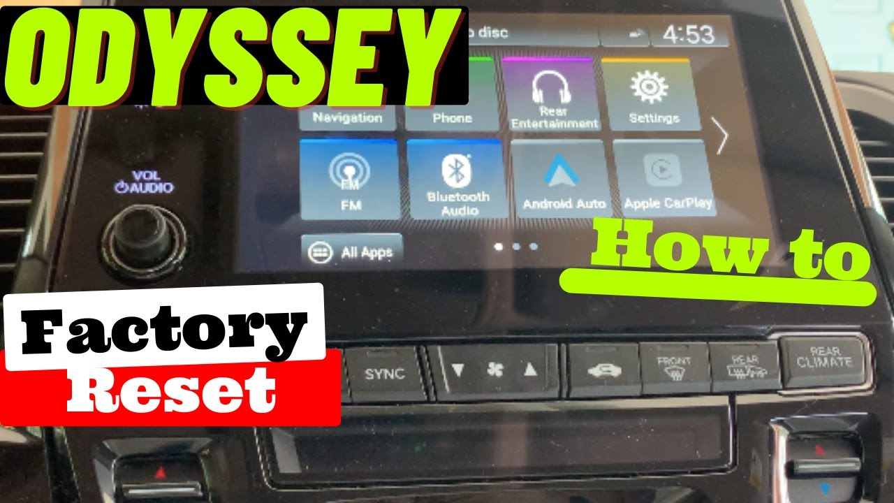 Honda Odyssey--- How to Factory Reset 2018 2019 2020 2021 2022 2023