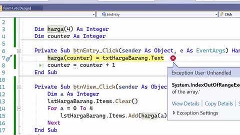 PenggunaanArray dalam Visual Basic