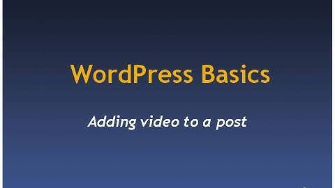 Wordpress Basics - adding video to a post