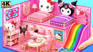 Make Hello Kitty House with Kuromi Purple Bedroom & Rainbow Slide Pool ❤️ DIY Miniature House