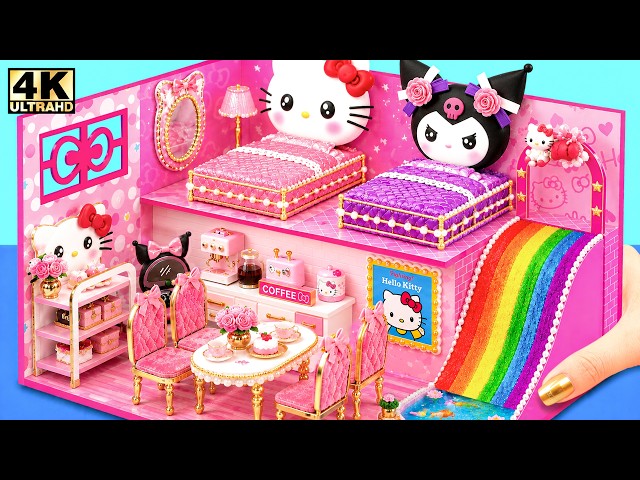 Make Hello Kitty House with Kuromi Purple Bedroom & Rainbow Slide