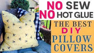 ⭐ THE BEST DIY PILLOW COVERS | NO SEW NO HOT GLUE WASHABLE DIY PILLOW COVERS