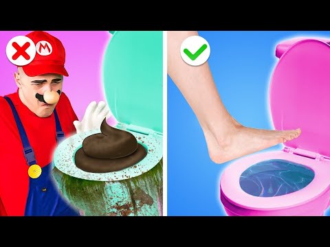 Mario, Do You Know Cool Toilet Hacks🚽? | Cool Super Mario Parenting Hacks by Gotcha!