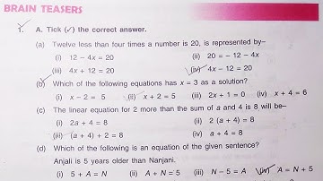 Dav Class 6 Math Chapter 7 Brain Teasers || Linear Equations || ( Q.No. 4, 5, 6, 7 )||