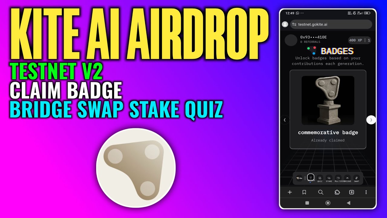 Kite Ai Testnet Airdrop V2 | Kite Ai Claim Badge | Kite Ai Swap Bridge Stake Quiz | Kite Ai Social