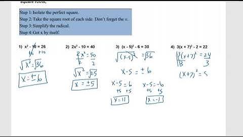 Solving Quadratics by Taking Square Roots Quadratic Equations Square Root Method