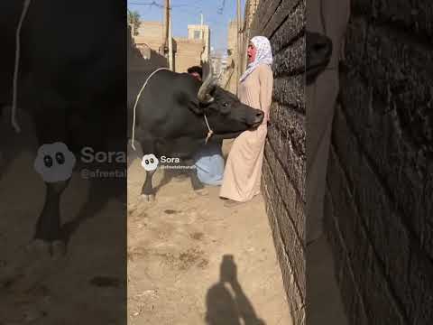 ثور هائج هاجم سيدة أمام الناس وطريقة أنقاذها كان درس في الإنسانية