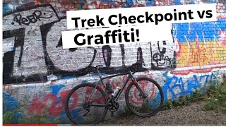 Trek Checkpoint vs Graffiti on a bridge, explorer tile hunting, Ginger & Blue Coffee Nottinghamshire