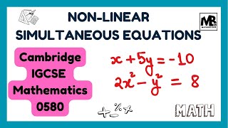 Solving non-linear simultaneous equations - IGCSE Math #igcse #igcsemath #mathematics #nonlinear