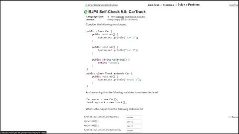 Java Practice It | Self-Check 9.8: carTruck | classes, inheritance
