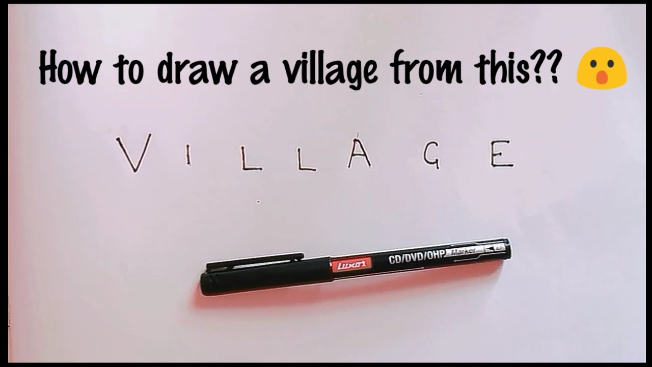 how to draw a village from the word village YouTube