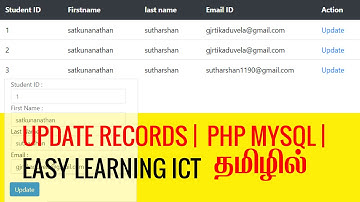 How to Update or Edit records using PHP with MySQL in Tamil | தமிழில் | Easy Learning ICT