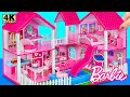 How to build amazing pink barbie dream house with water slide from cardboard diy miniature house