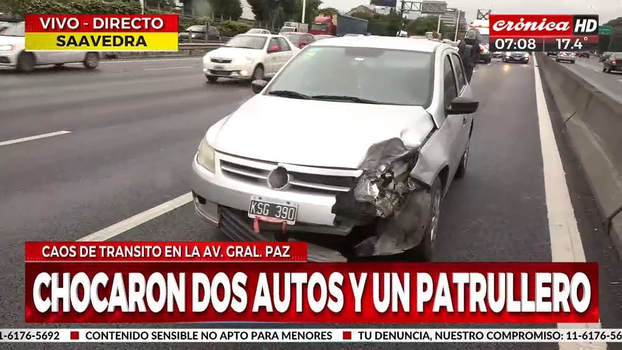Caos en la Gral. Paz: Fuerte choque entre dos autos y un patrullero ...