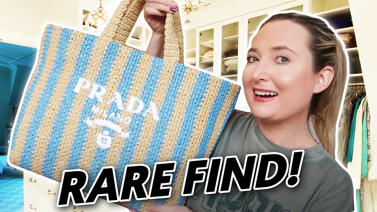 トートバッグ Prada Raffia Shopping Bag IMPOSSIBLE TO FIND! Prada Raffia Tote Bag Unboxing + Review