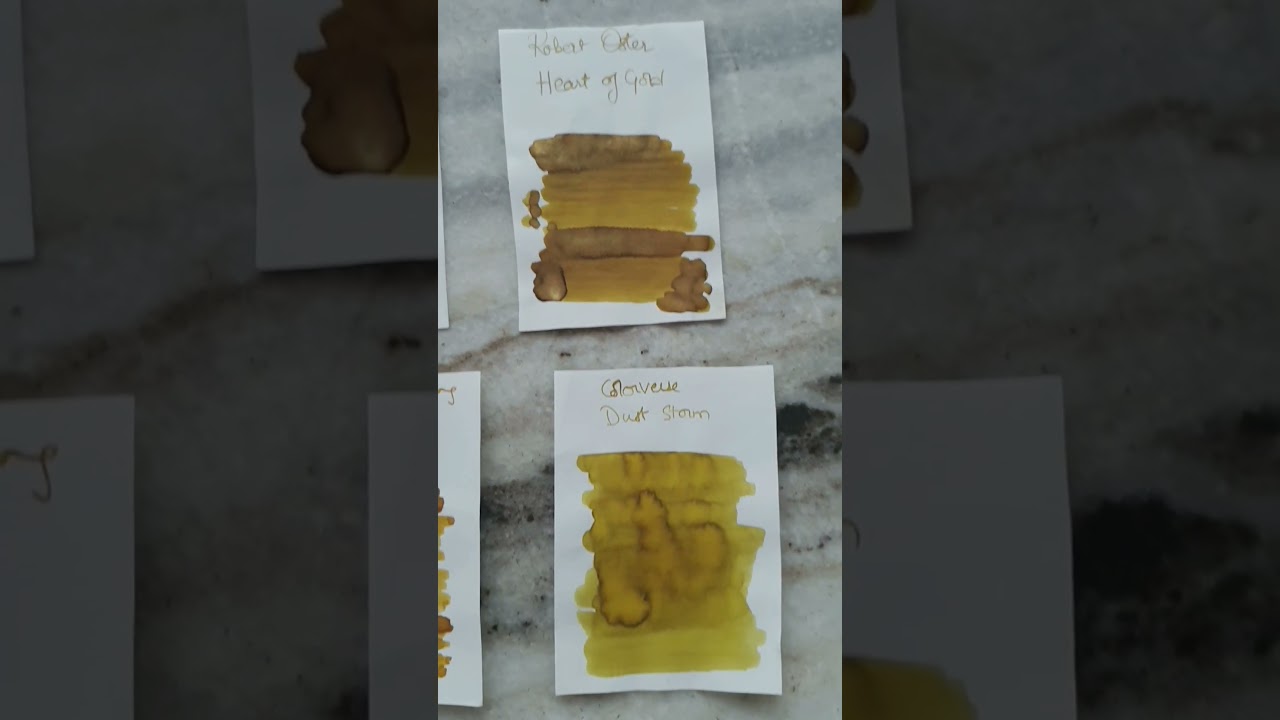 Yellow and Goldish inks comparison - 9 inks 