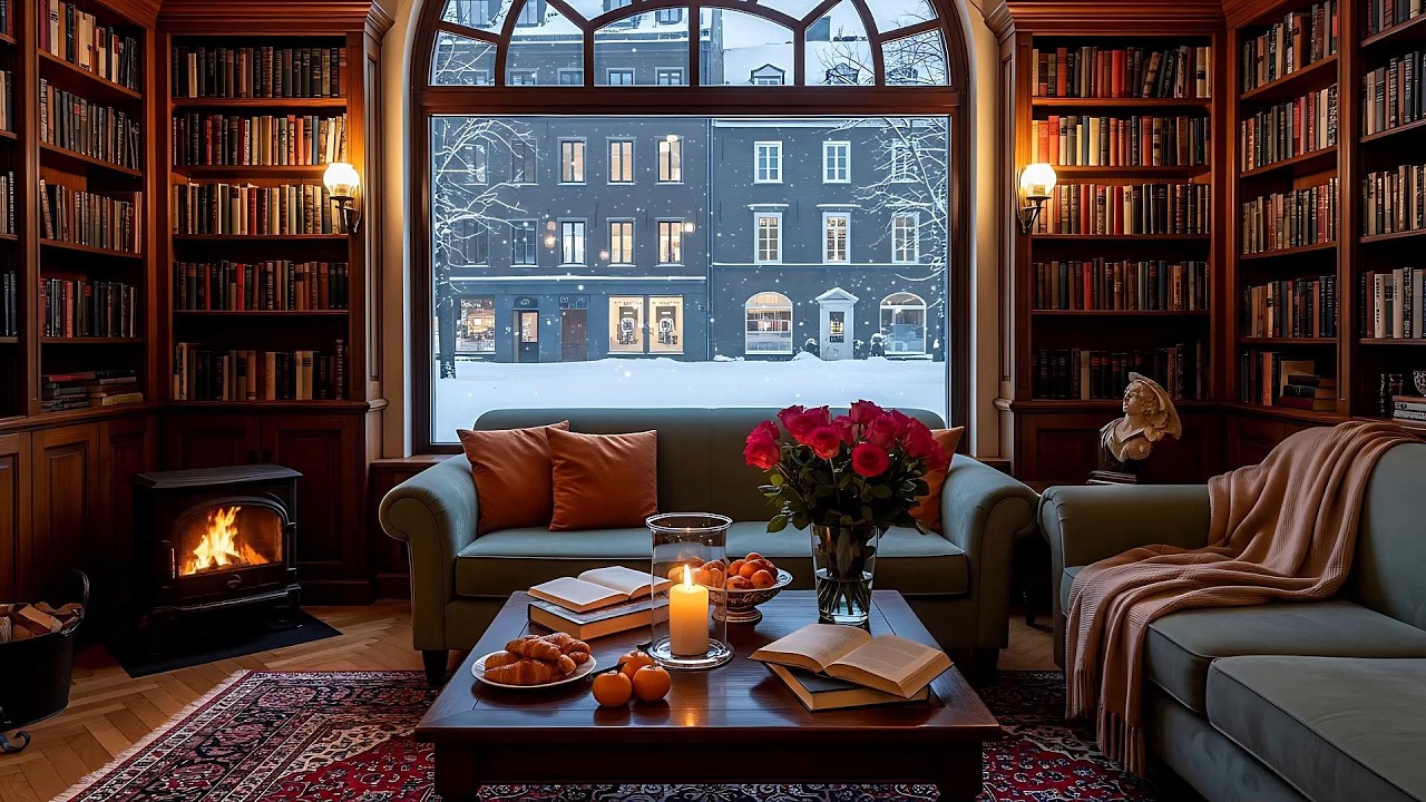 Peaceful Winter Jazz ❄️ Warm Jazz Music & Gentle Fireplace Sounds for Stress Relief, Work & Study