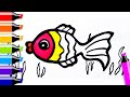 How to draw a color fish for kids?｜Teach kids to draw  and color  a color fish｜Kids drawing