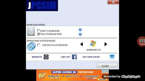 How to install windows xp using a jpcsim