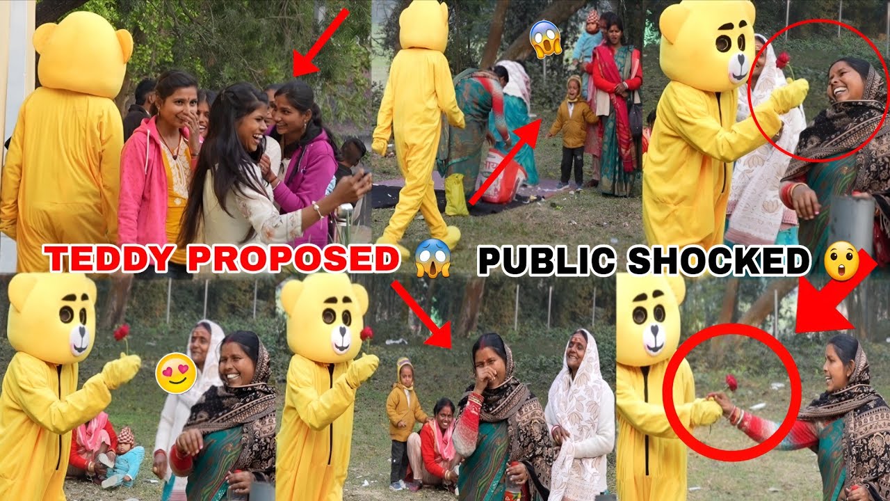 Teddy Bear Proposed to a Lady in the Park 🌹 | Funny Public Reaction 🤣
