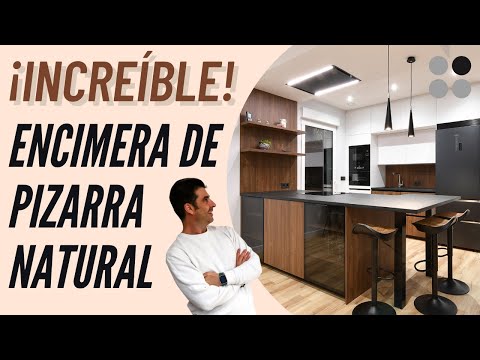 Cocina moderna madera y negro en dos frentes CJR