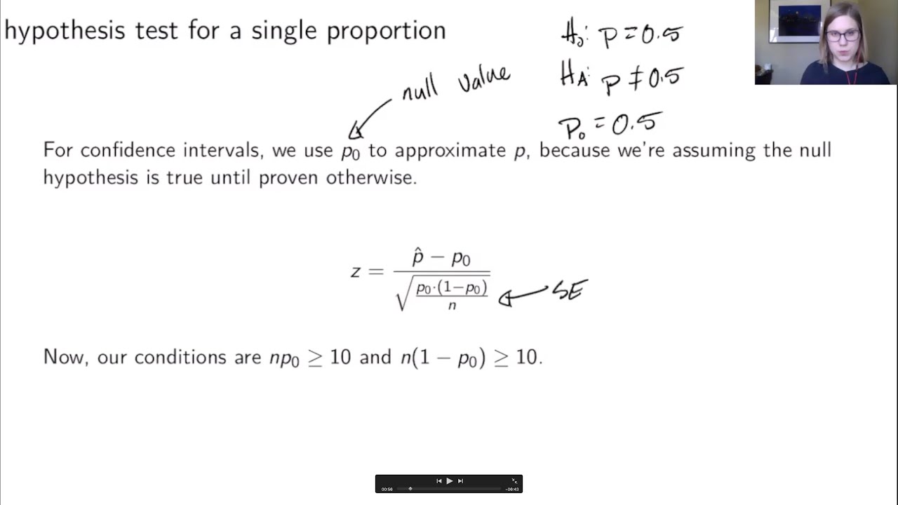 hypothesis test of a proportion formula