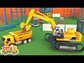 Construction vehicles assembly show assemble excavator for kidsbulldozer tractor and crane truck