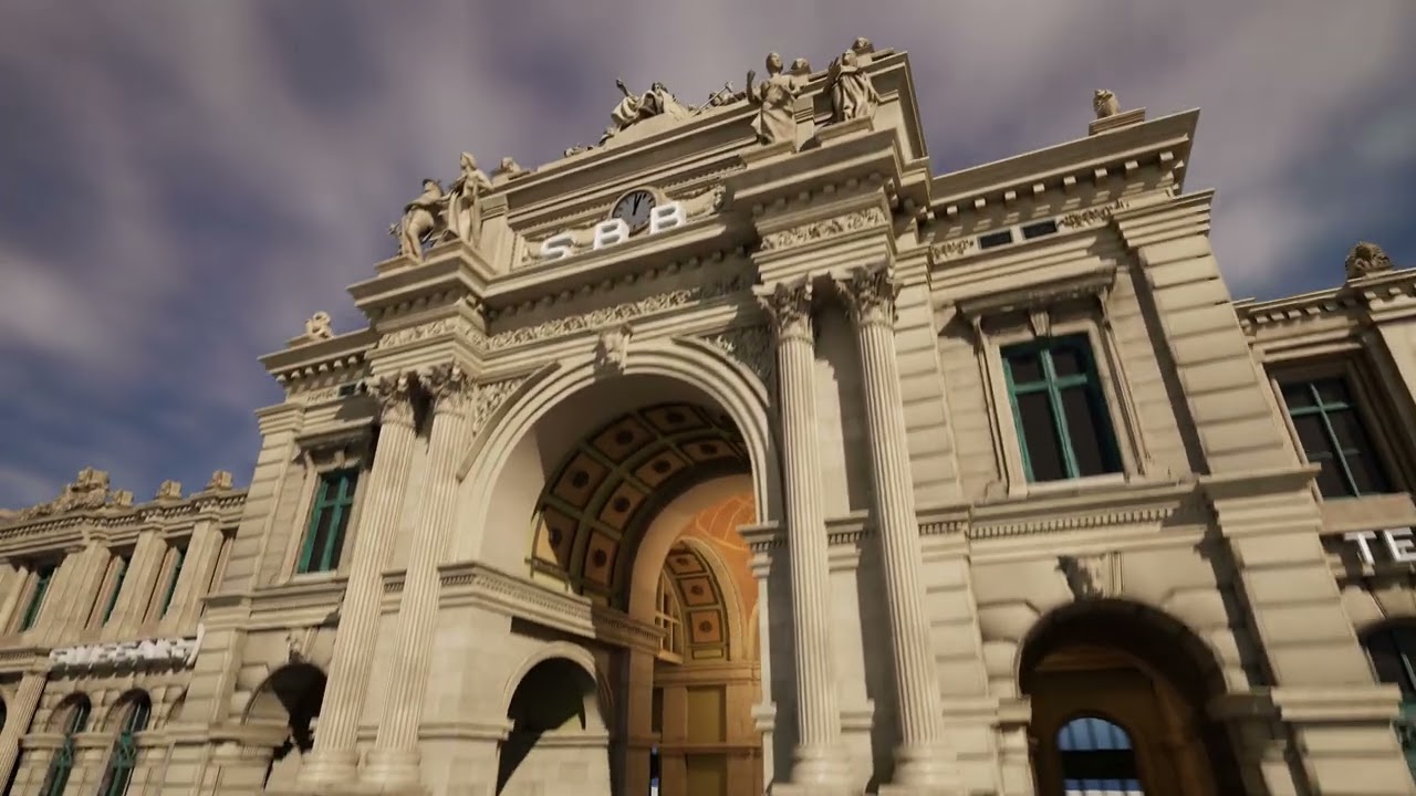 3D Model of the Zurich Main Train Station from the 1960ies | Virtual Production by Blindflug Studios