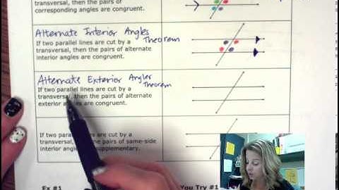 Unit 3 Section 2 Parallel Lines & Transversals video #1