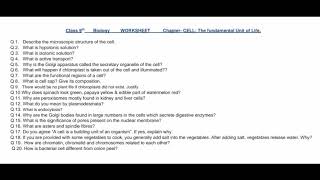 Cell Worksheet