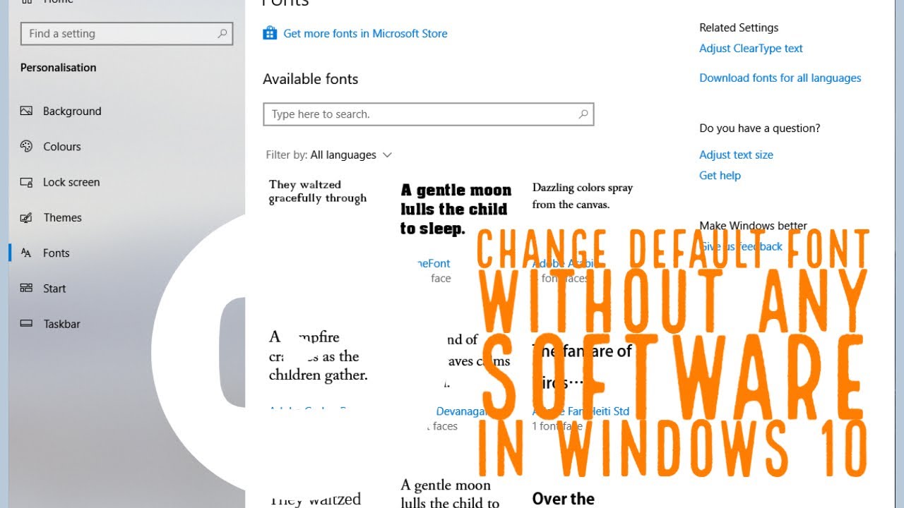 CHANGE FONTS IN WINDOWS 10 FAST AND EASY WAY YouTube