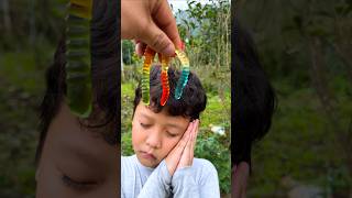 Người mẹ tốt bụng So cute - thử thách nhắm mắt ăn kẹo con giun sẽ ra sao?🍭🍫🍫🐛🐛⚽🍓👀😝🤪#shorts