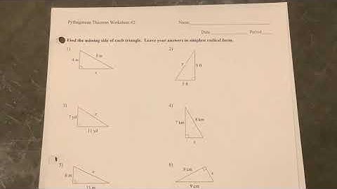 Pythagorean Theorem Radical Worksheet #2