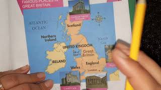 الاولى متوسط/حل الصفحة 129 ل انجليزية/ خريطة و المعالم المشهورة فيها/ famous places in Great Britain