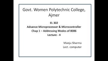 EL 302  Addressing modes of 8086 by Manju Sharma Lect. Computer GWPC Ajmer