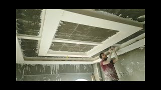 شرح سقف معلق بيت نور + مربع مقفول  Handmade gypsum ceiling decoration 2020