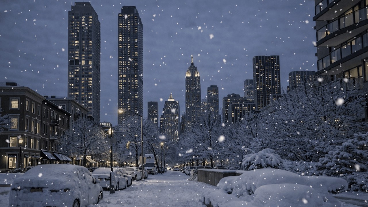 🌨️🌃 New York City NIGHT Pure Snow | 12 Hour Relaxing Winter Ambience for Study, Rest, and Deep Sleep