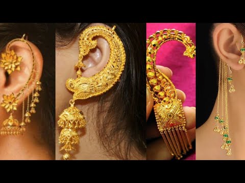 Latest #earcuffs gold #earrings //#south Indian gold #hanging earring  design //कनौती earring #253 - YouTube