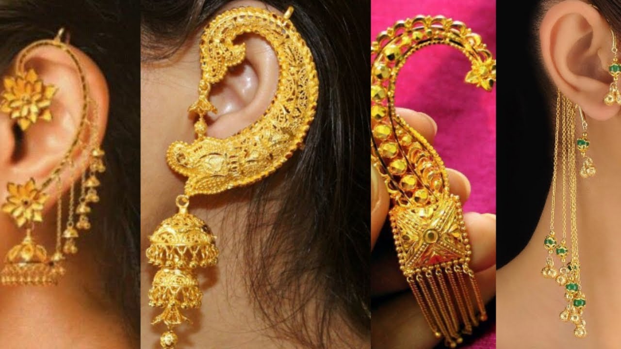 Buy Gold Plated Stone Carved Jhumka Ear Cuffs by Mortantra Online at Aza  Fashions. in 2023 | Gold earrings models, Temple jewellery earrings, Bridal  gold jewellery designs