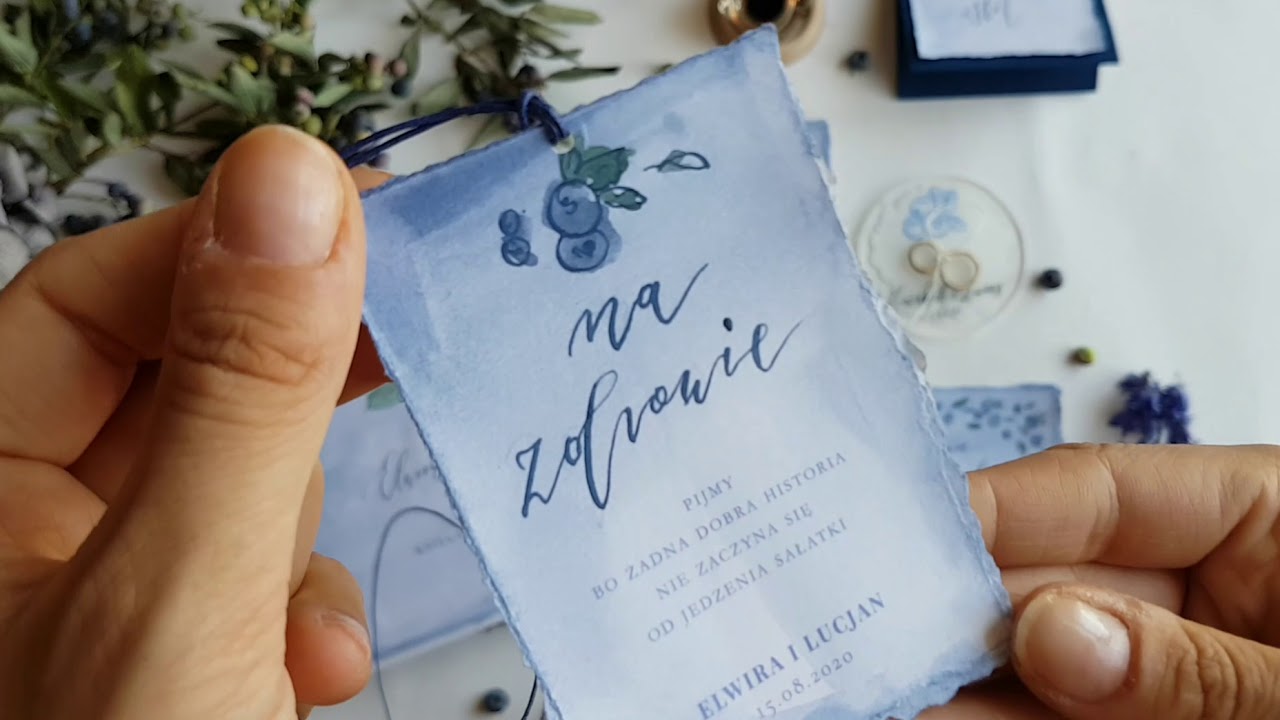 Papeteria ślubna z motywem borówek